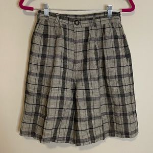 Vintage Carol Anderson Collection Tartan Plaid High Waisted Linen Shorts | A69